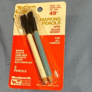 Woolworth Fabric Marking Pencils with Brush Eraser - Black and Blue